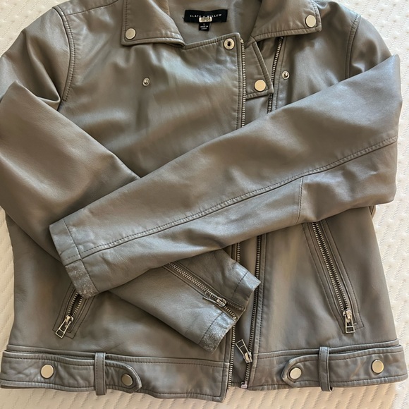 Slate & Willow Grey Leather Moto Jacket - Picture 3 of 7
